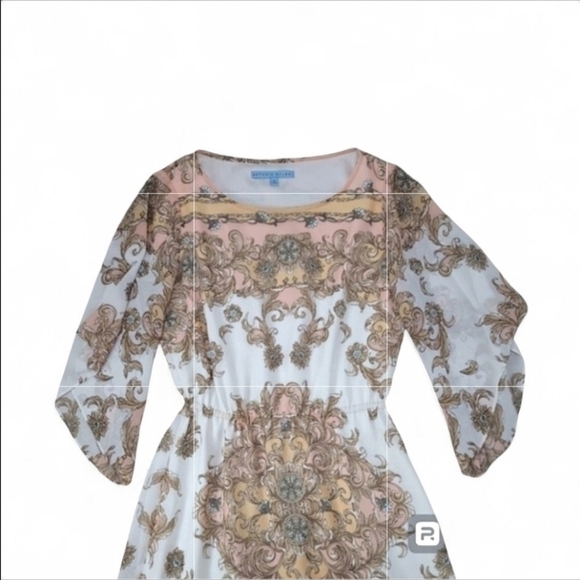 Antonio Melanie Neutral Paisley Print Dress Size 0 - Picture 10 of 15